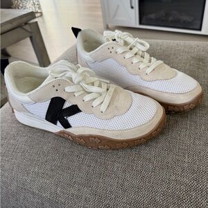 Kate Spade White and Black Sneakers with Cream Accents